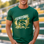 Greenbrier East Spartans Paint Splatter - Dark Green shirt - GE0011