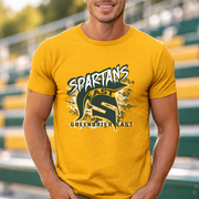 Greenbrier East Spartans Paint Splatter - Gold shirt - GE0011