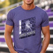 James Monroe Mavericks Distressed Logo T-shirt in Heather Purple - JM0018
