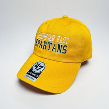 Moco Shirts yellow cotton twill Greenbrier East Spartans adjustable baseball cap with embroidered team lettering