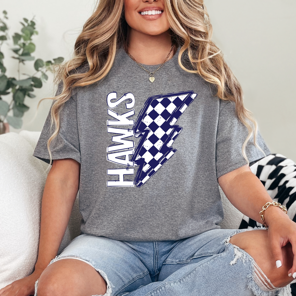 Hawks Checkered Lightning Bolt T-Shirt/Crewneck/Hoodie - MV0008
