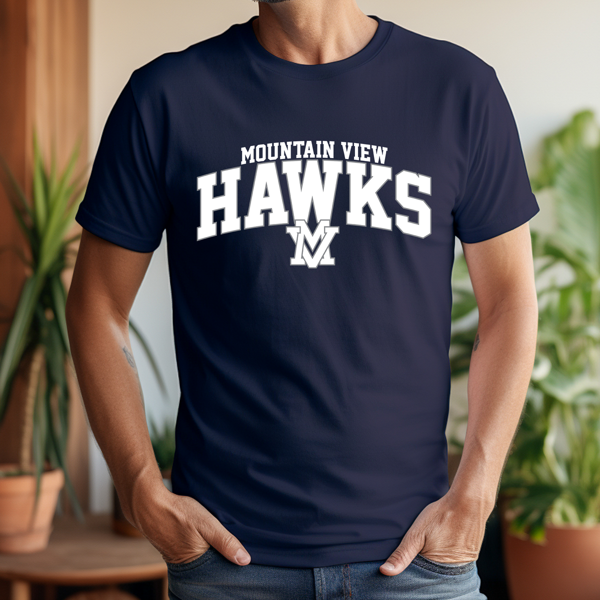 Mountain View Hawks Arched Design T-Shirt/Crewneck/Hoodie - MV0025